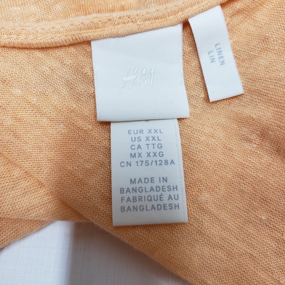 H&M Linen Pale Orange Peach Women's Sleeveless Tank Top XXL - Picture 8 of 9